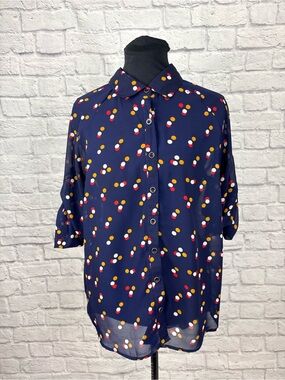 Fun & Flirt Sheer Polka Dot Blouse | Size Large
